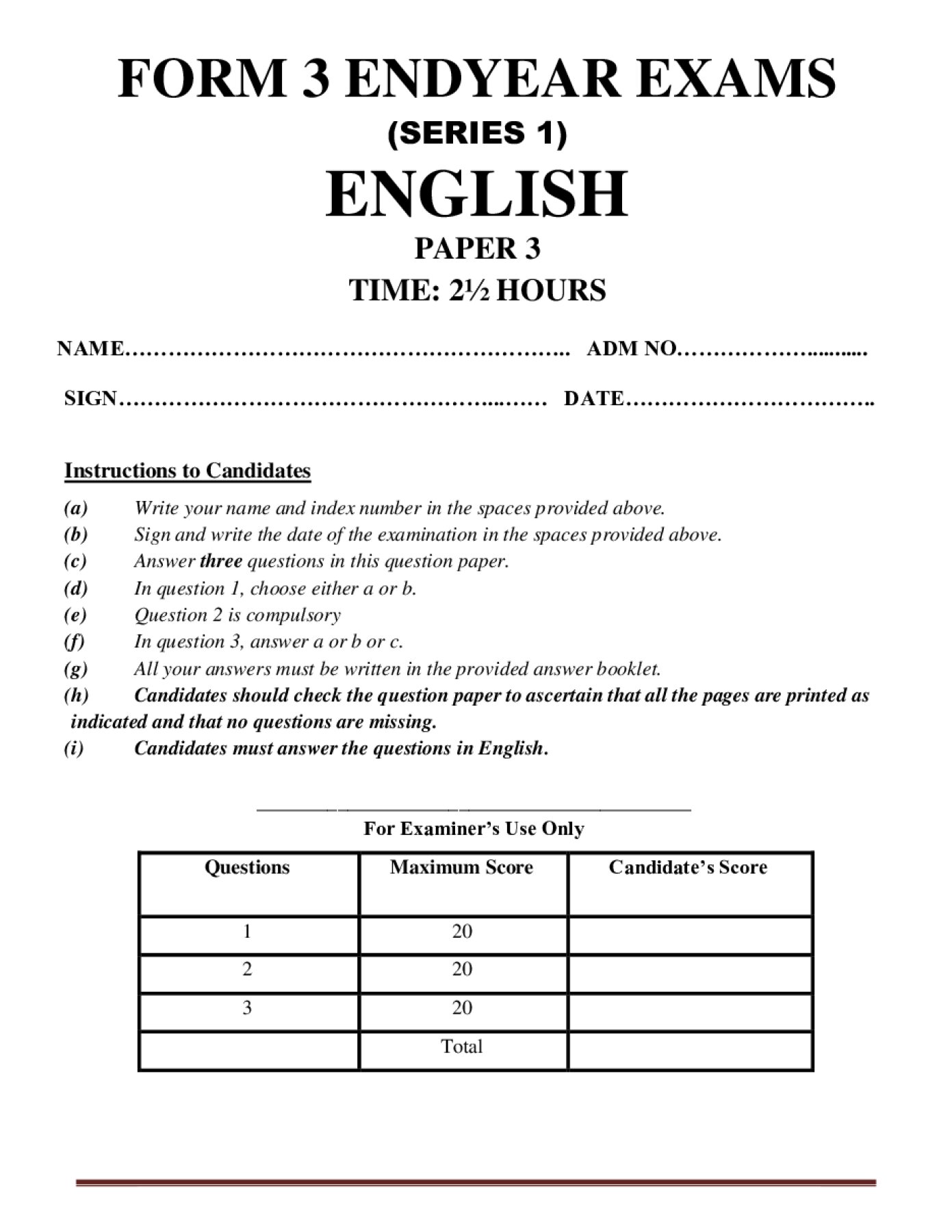 Thumbnail preview of Form 3 English Paper 3 End Term 3 2026_1