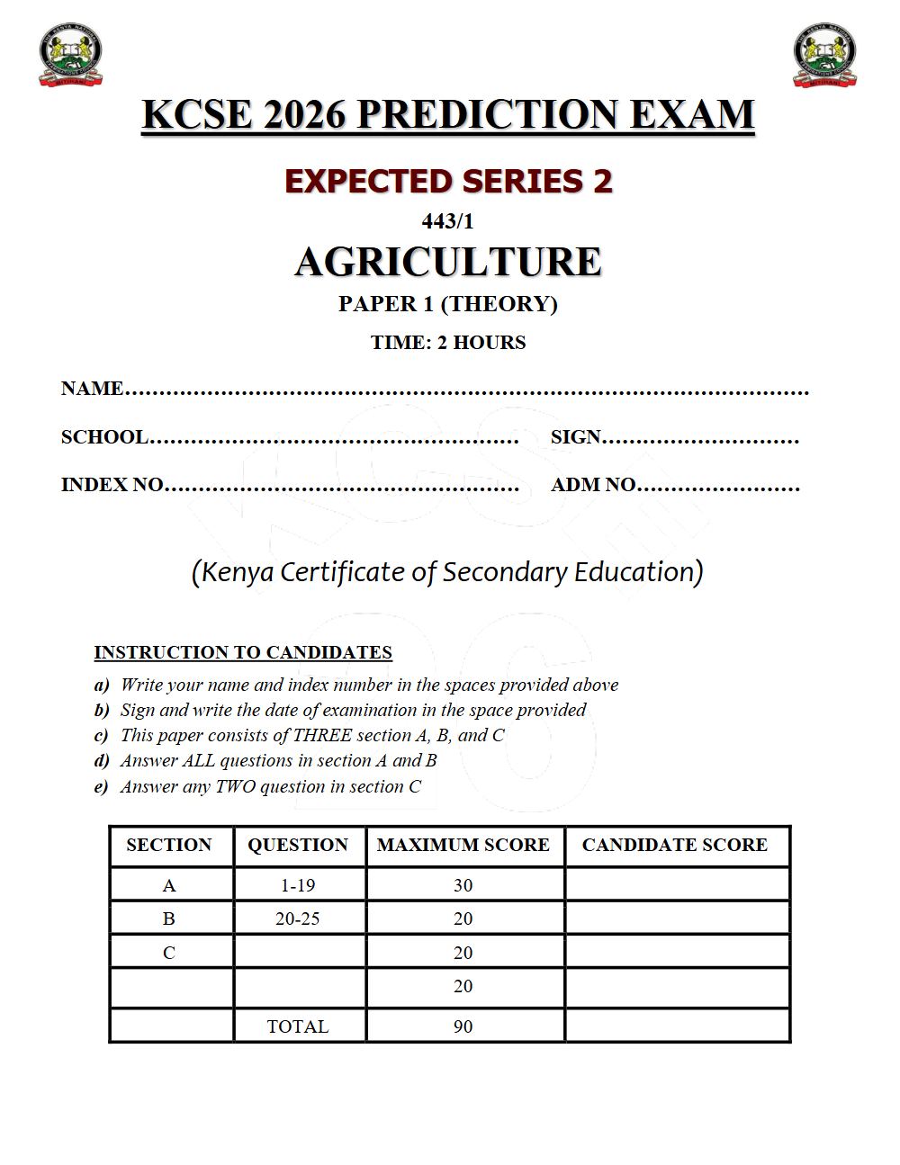 Thumbnail preview of Form 4 Agriculture Paper 1 KCSE Prediction 2026_15