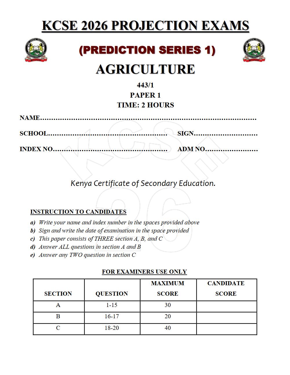Thumbnail preview of Form 4 Agriculture Paper 1 KCSE Prediction 2026_16