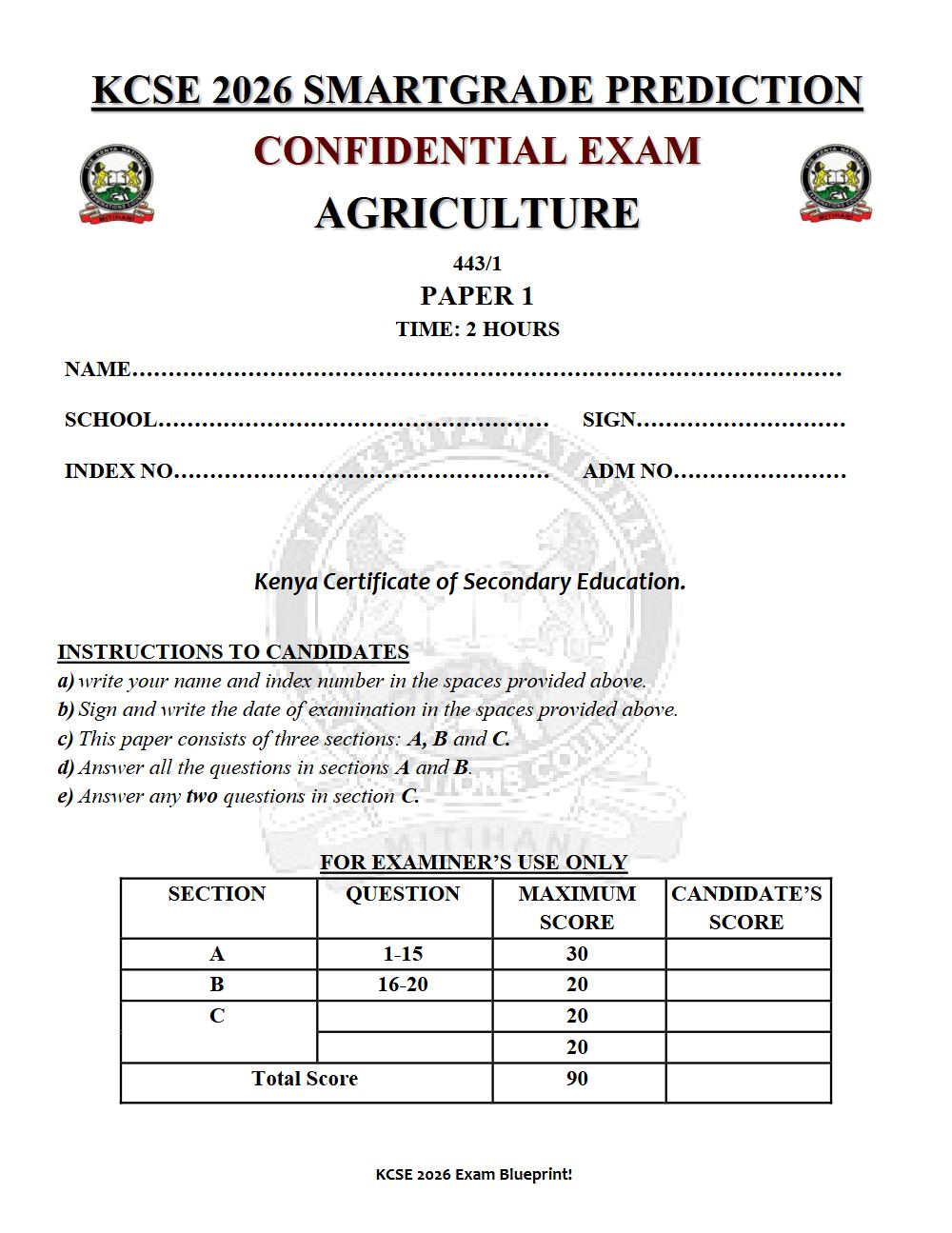 Thumbnail preview of Form 4 Agriculture Paper 1 KCSE Prediction 2026_19