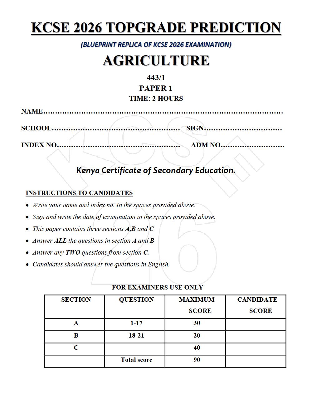 Thumbnail preview of Form 4 Agriculture Paper 1 KCSE Prediction 2026_20