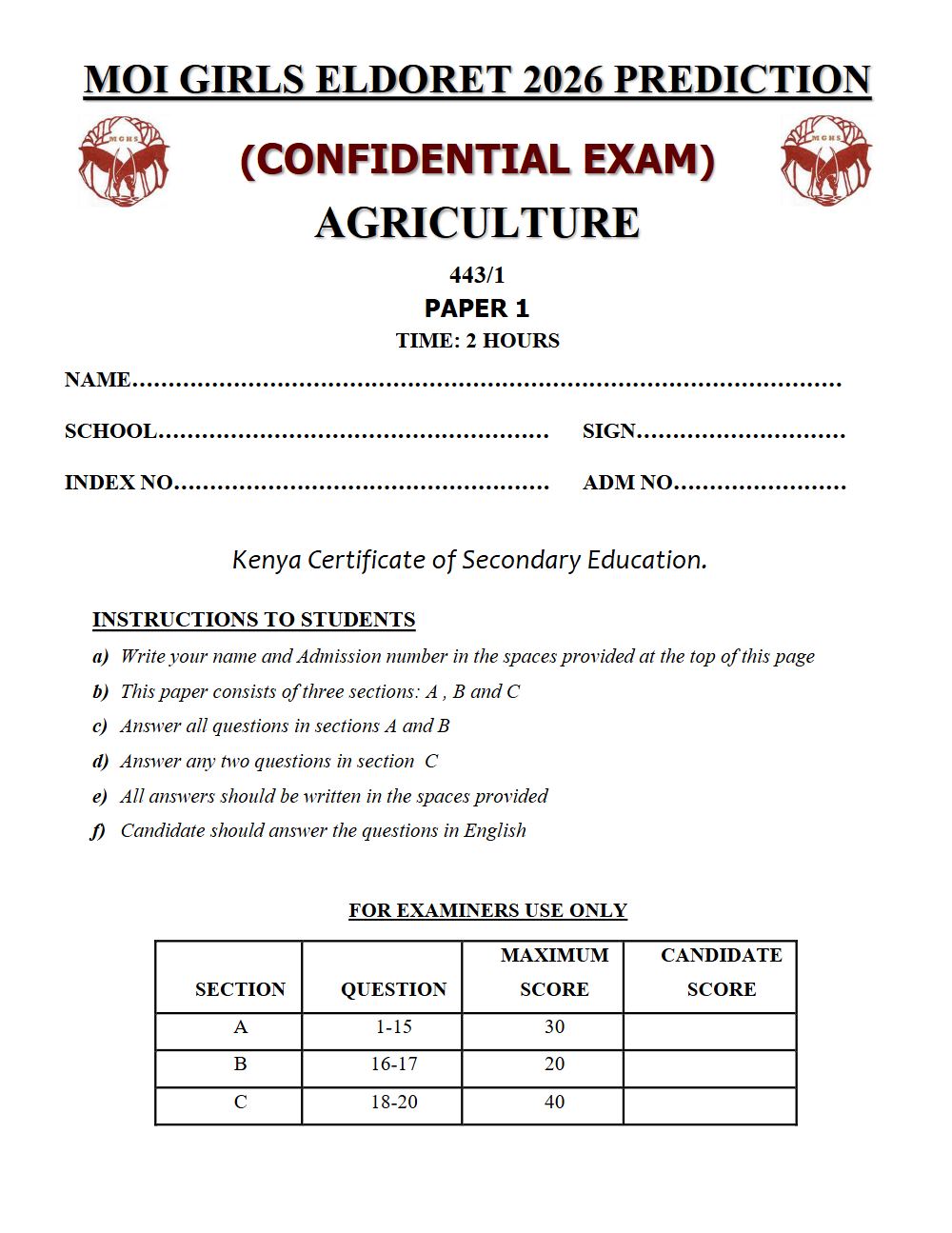 Thumbnail preview of Form 4 Agriculture Paper 1 KCSE Prediction 2026_24