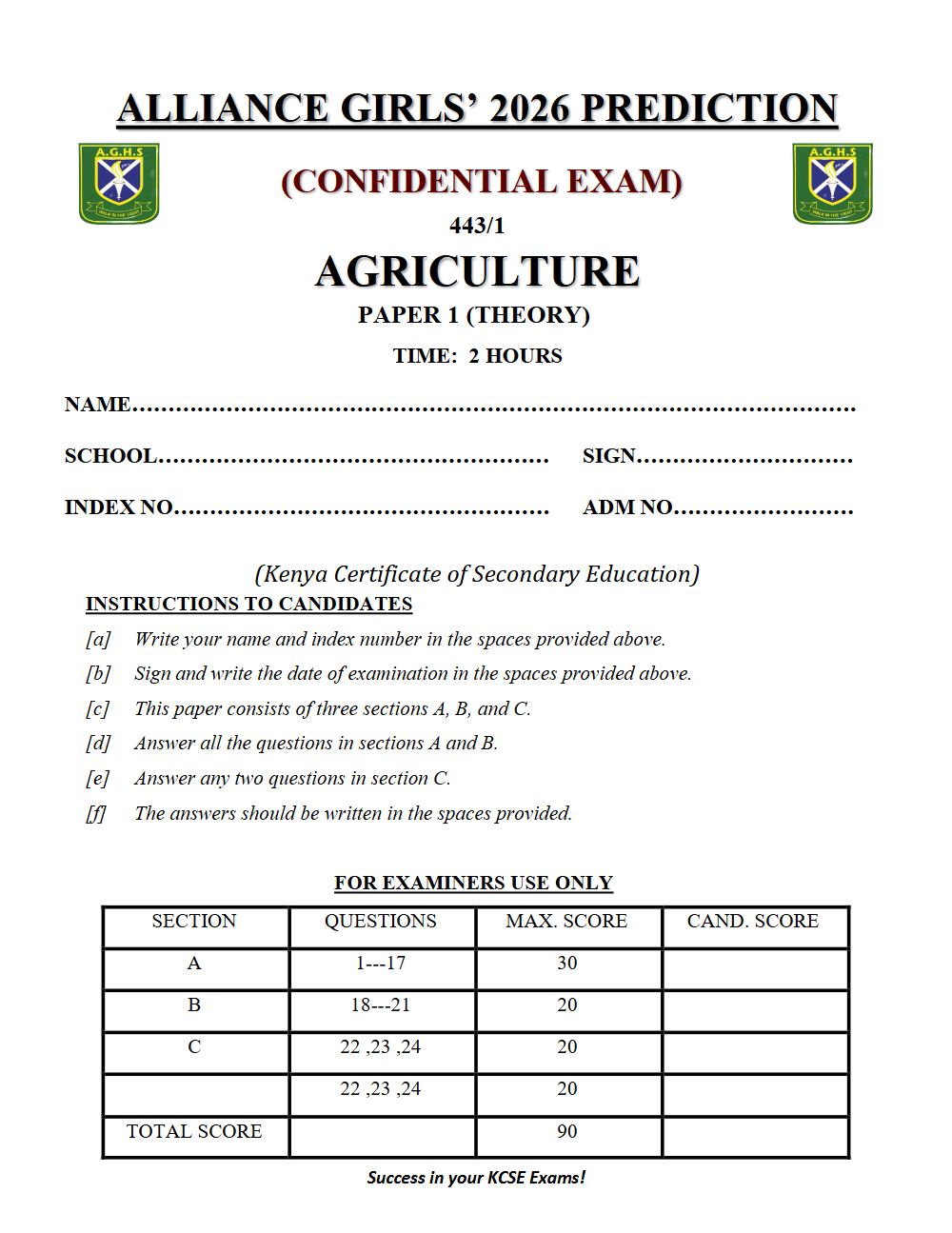 Thumbnail preview of Form 4 Agriculture Paper 1 KCSE Prediction 2026_6
