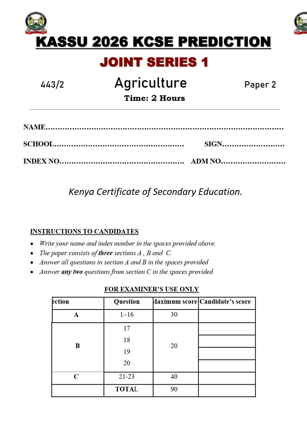 Thumbnail preview of Form 4 Agriculture Paper 2 KCSE Prediction 2026_10