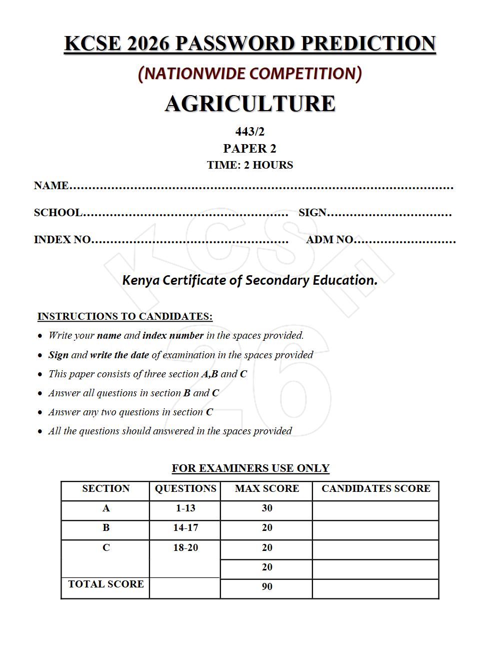 Thumbnail preview of Form 4 Agriculture Paper 2 KCSE Prediction 2026_13