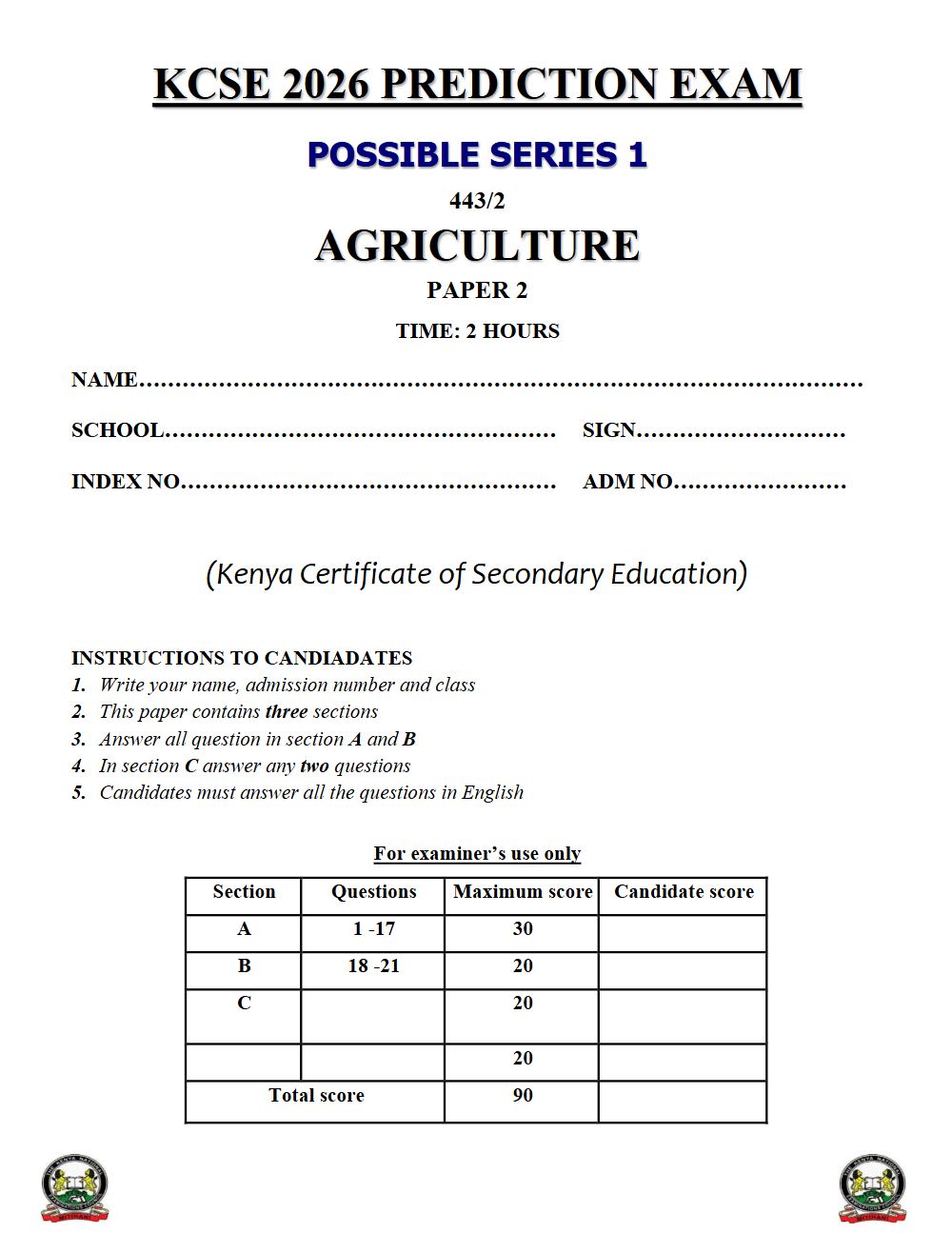 Thumbnail preview of Form 4 Agriculture Paper 2 KCSE Prediction 2026_14
