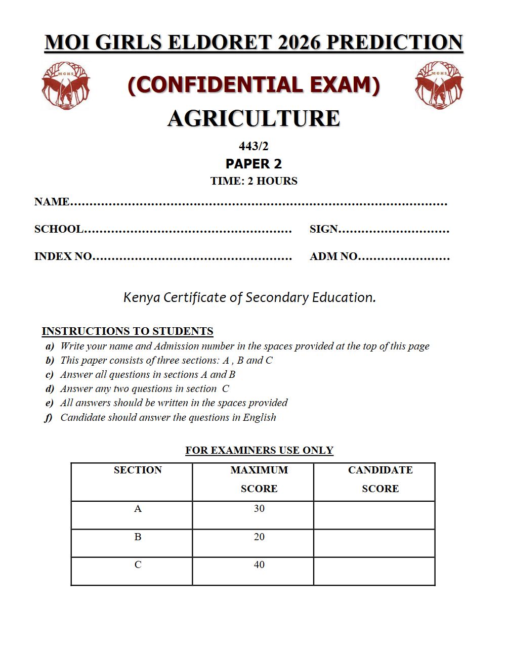 Thumbnail preview of Form 4 Agriculture Paper 2 KCSE Prediction 2026_24