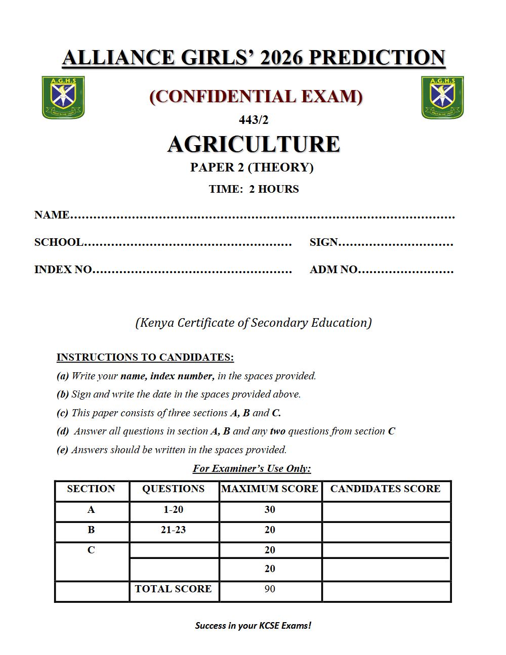 Thumbnail preview of Form 4 Agriculture Paper 2 KCSE Prediction 2026_6