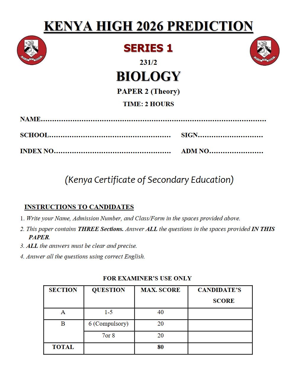 Thumbnail preview of Form 4 Biology Paper 2 KCSE Prediction 2026_11