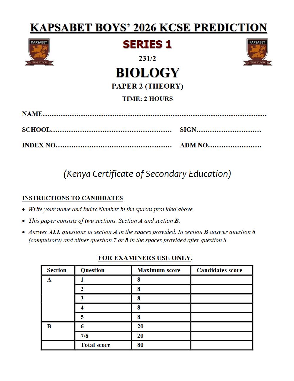 Thumbnail preview of Form 4 Biology Paper 2 KCSE Prediction 2026_12