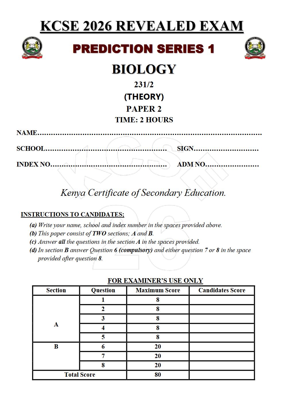 Thumbnail preview of Form 4 Biology Paper 2 KCSE Prediction 2026_17