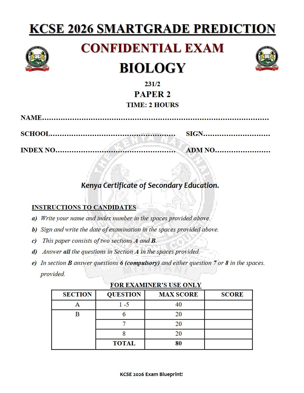Thumbnail preview of Form 4 Biology Paper 2 KCSE Prediction 2026_19