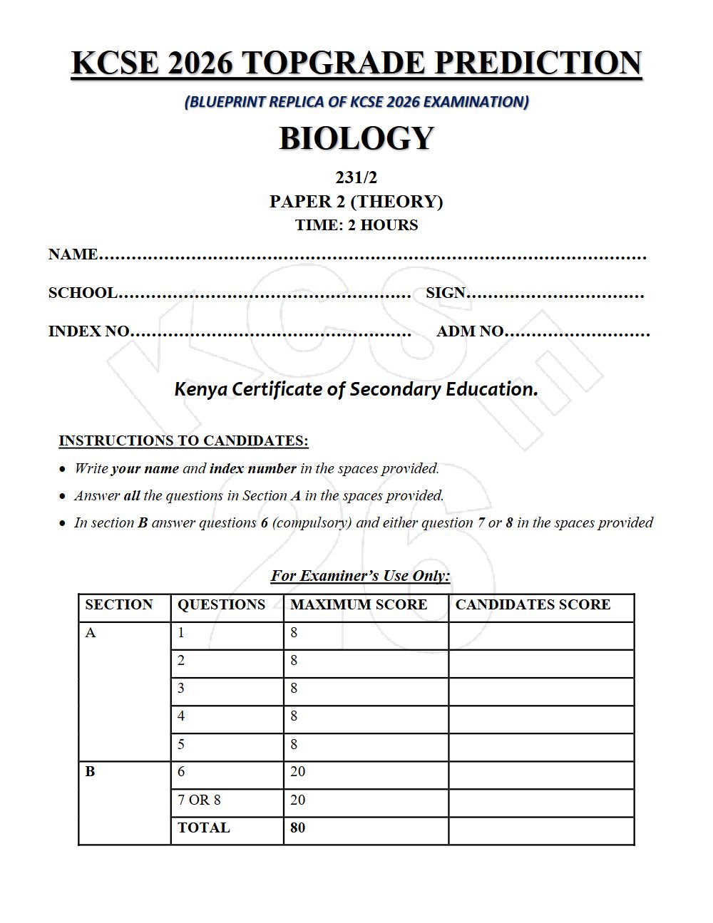 Thumbnail preview of Form 4 Biology Paper 2 KCSE Prediction 2026_20