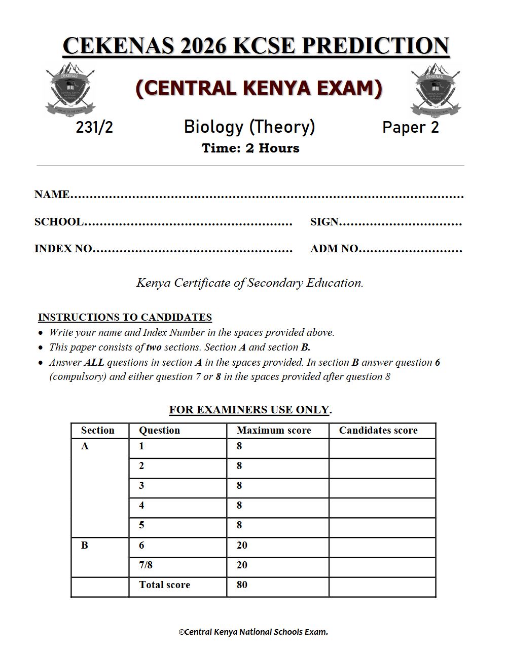 Thumbnail preview of Form 4 Biology Paper 2 KCSE Prediction 2026_7