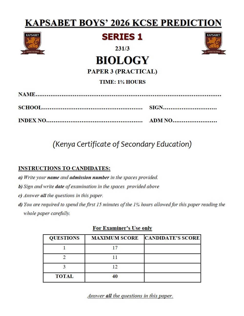 Thumbnail preview of Form 4 Biology Paper 3 KCSE Prediction 2026_12