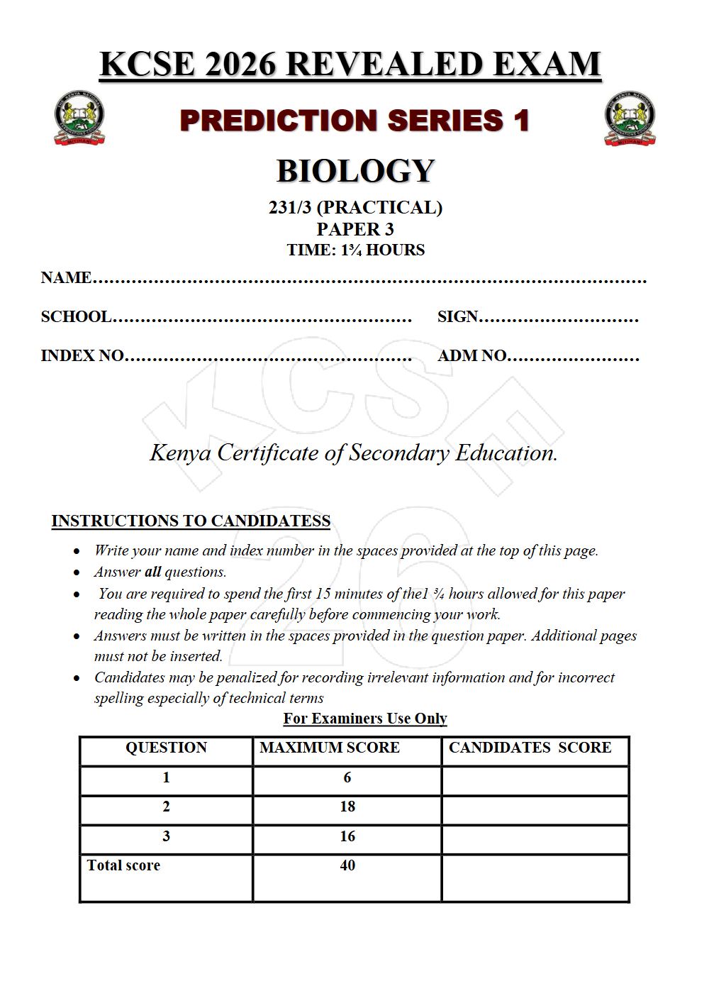 Thumbnail preview of Form 4 Biology Paper 3 KCSE Prediction 2026_17
