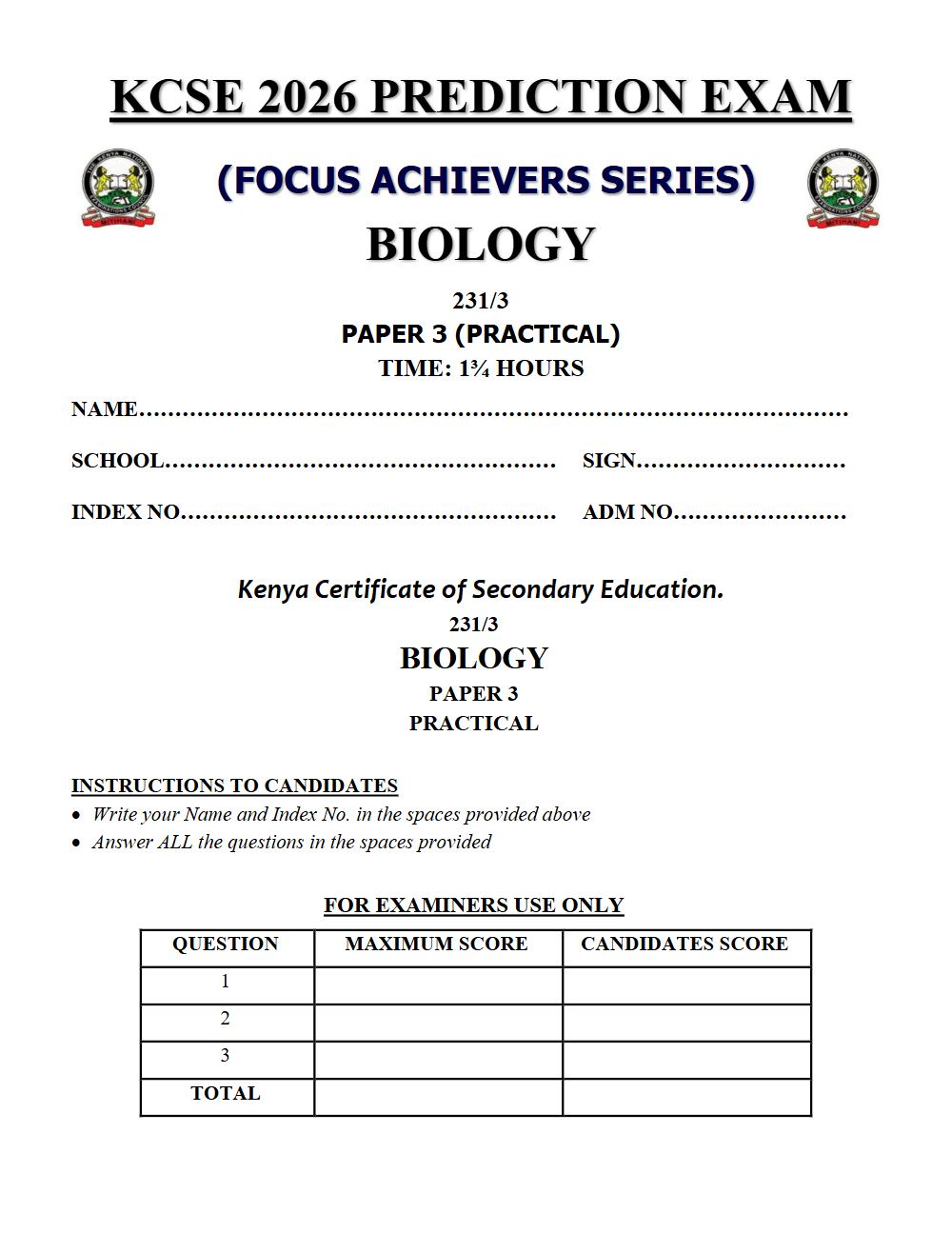 Thumbnail preview of Form 4 Biology Paper 3 KCSE Prediction 2026_8