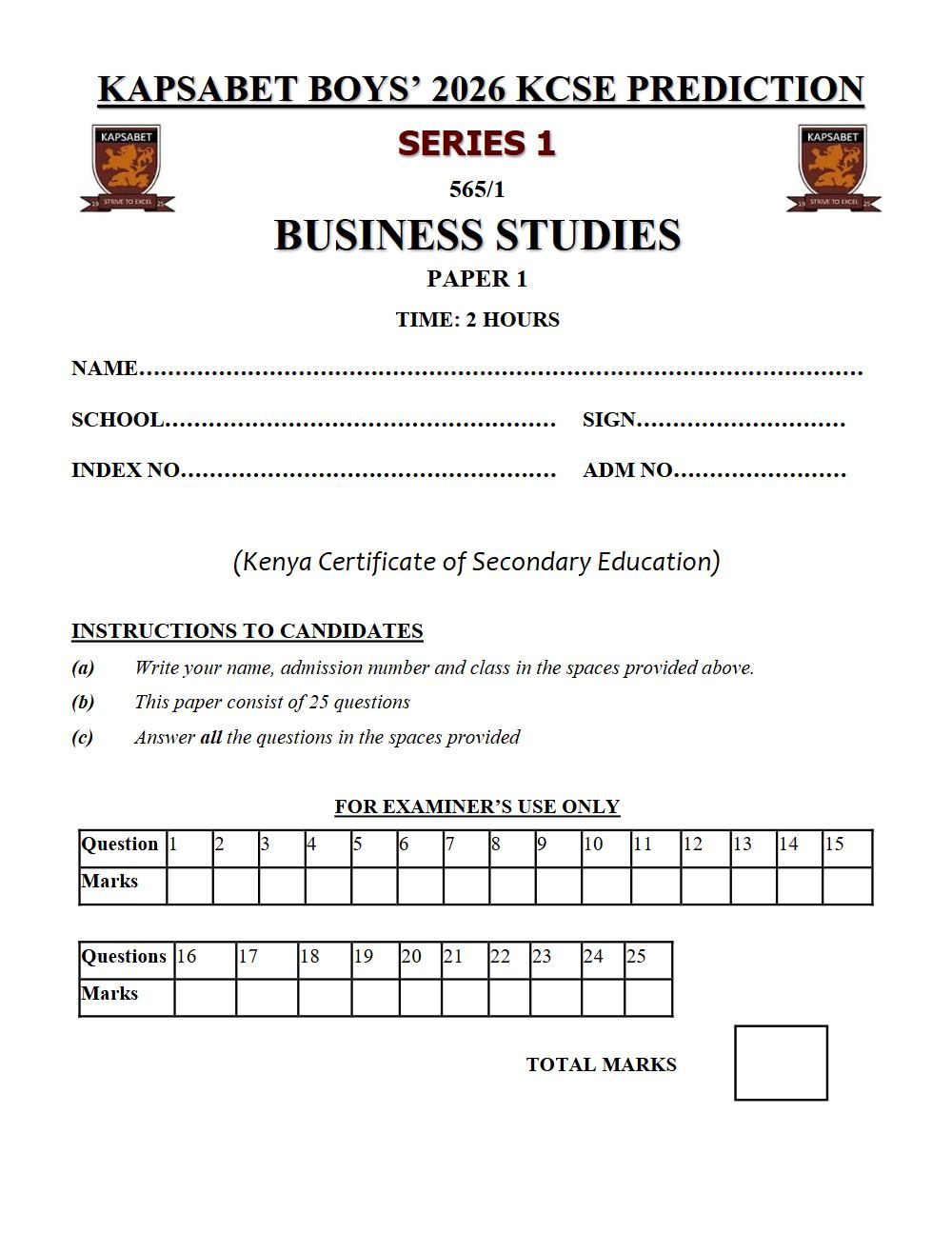 Thumbnail preview of Form 4 Business Studies Paper 1 KCSE Prediction 2026_12