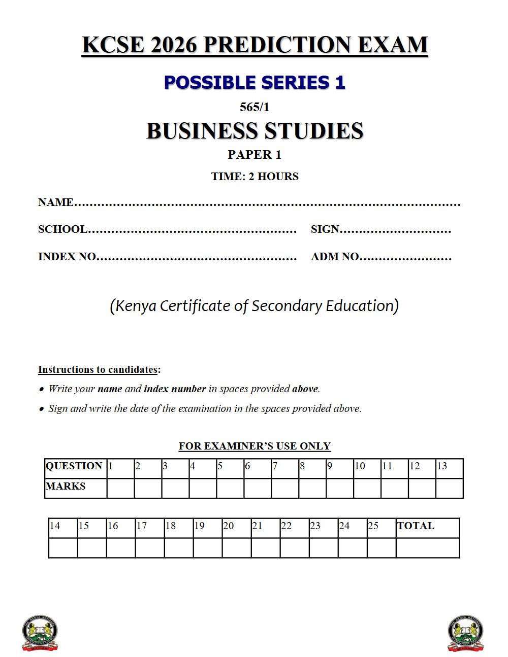 Thumbnail preview of Form 4 Business Studies Paper 1 KCSE Prediction 2026_14