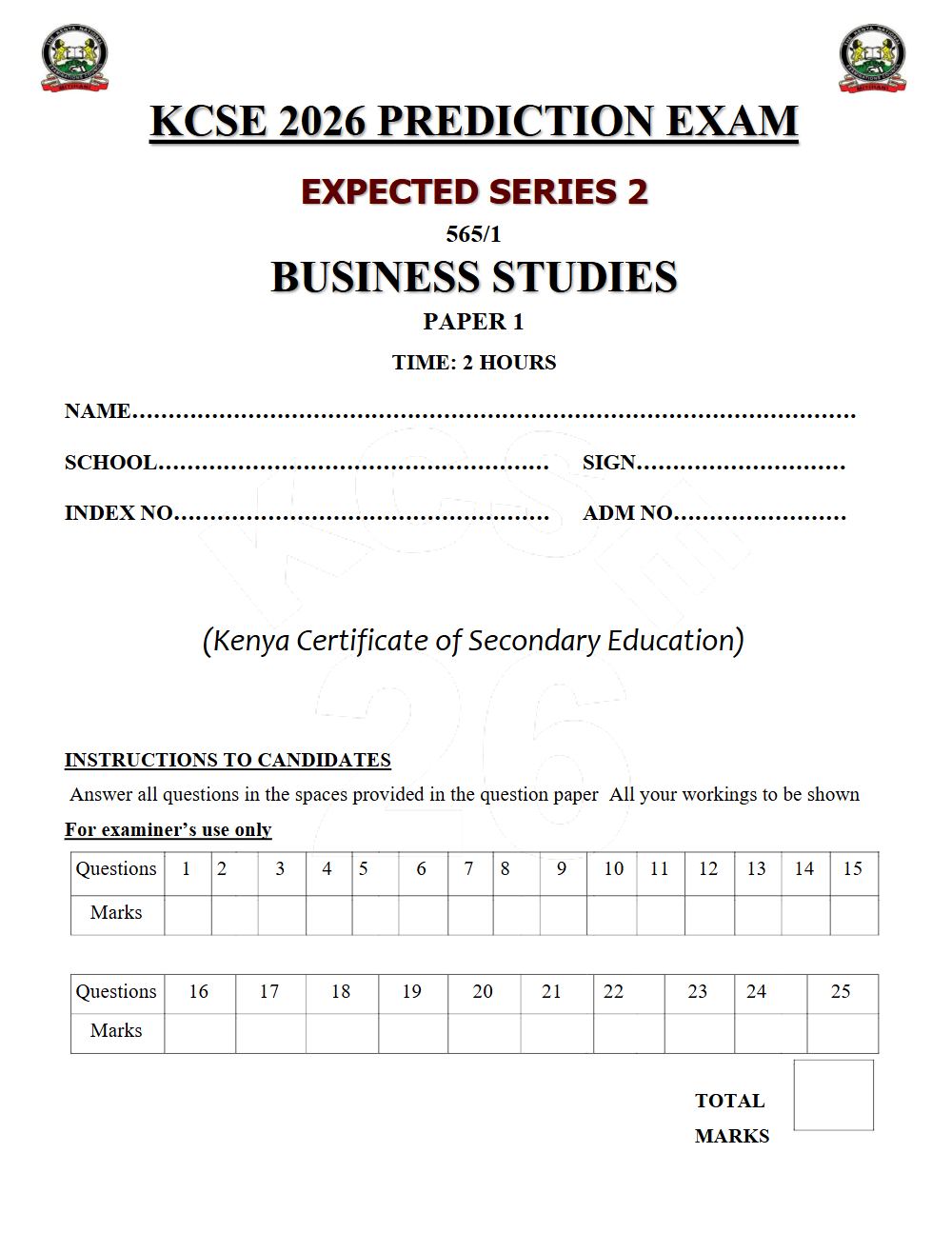 Thumbnail preview of Form 4 Business Studies Paper 1 KCSE Prediction 2026_15