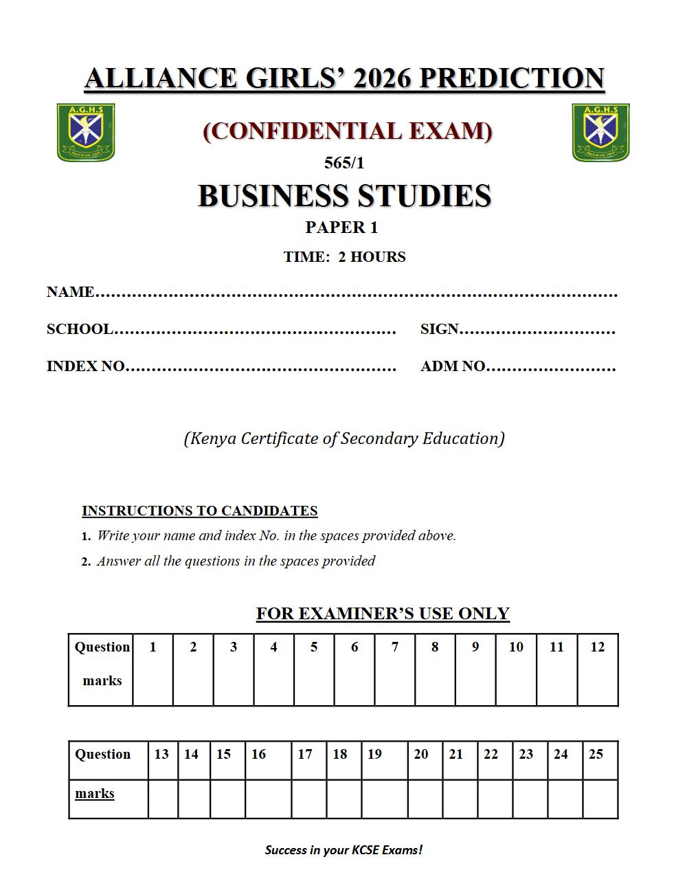 Thumbnail preview of Form 4 Business Studies Paper 1 KCSE Prediction 2026_6