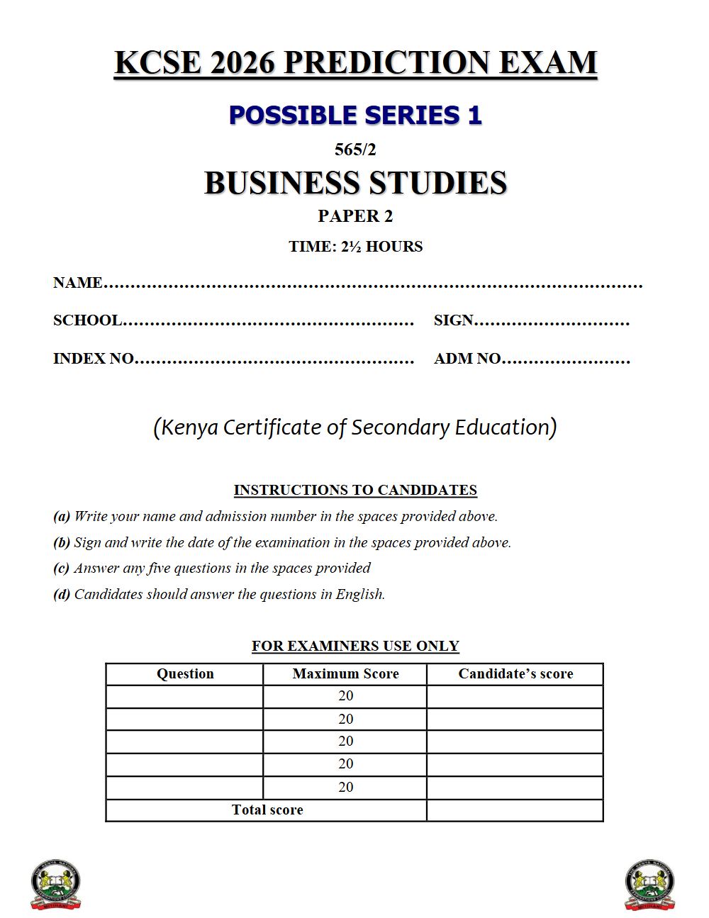 Thumbnail preview of Form 4 Business Studies Paper 2 KCSE Prediction 2026_14
