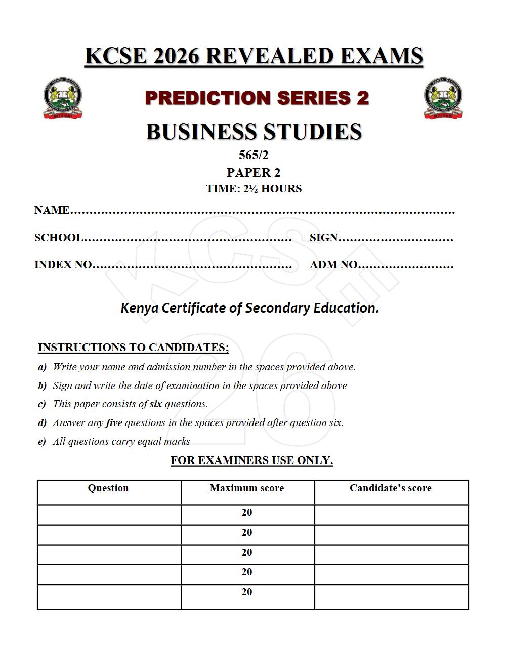 Thumbnail preview of Form 4 Business Studies Paper 2 KCSE Prediction 2026_18