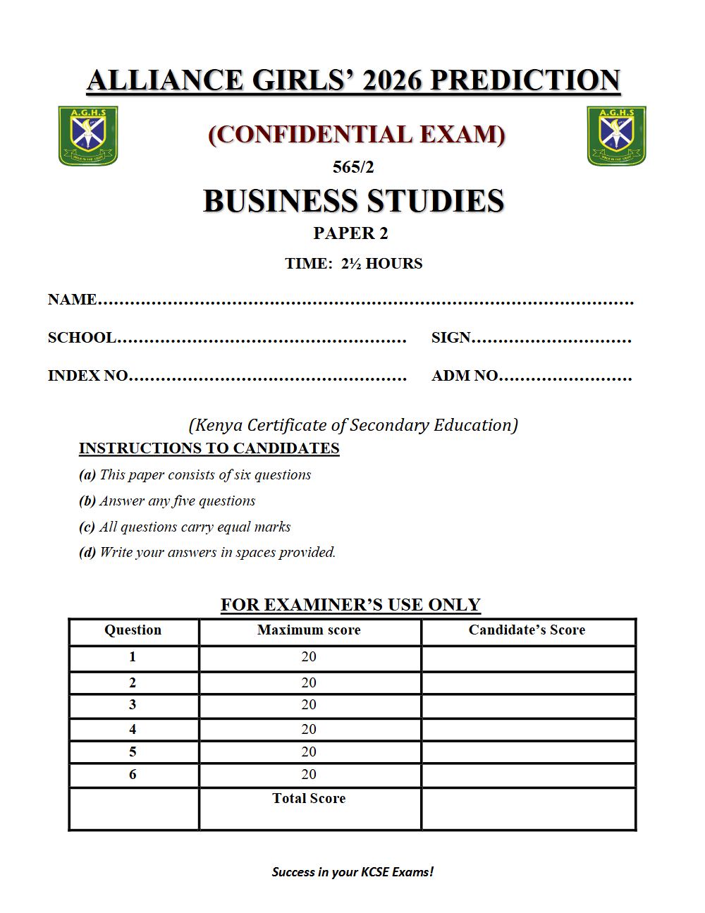 Thumbnail preview of Form 4 Business Studies Paper 2 KCSE Prediction 2026_6