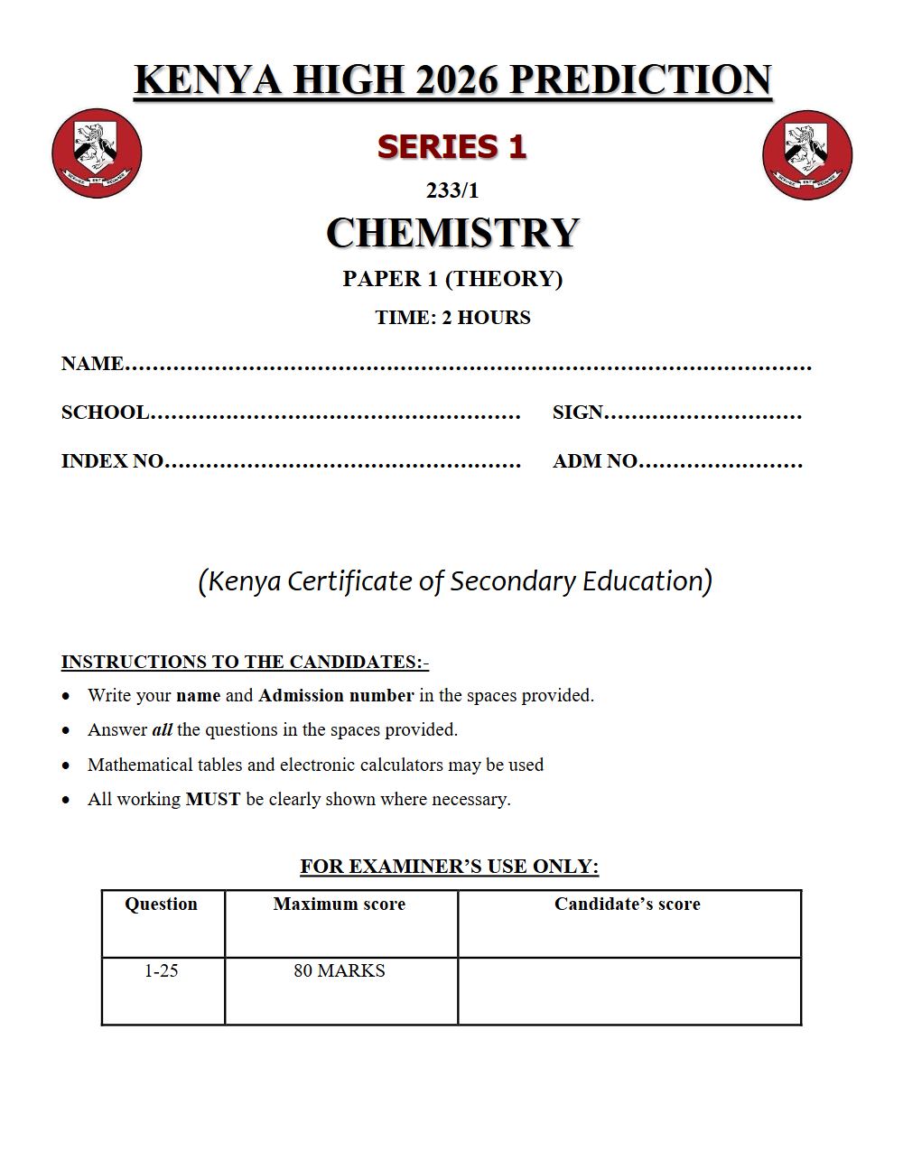 Thumbnail preview of Form 4 Chemistry Paper 1 KCSE Prediction 2026_11