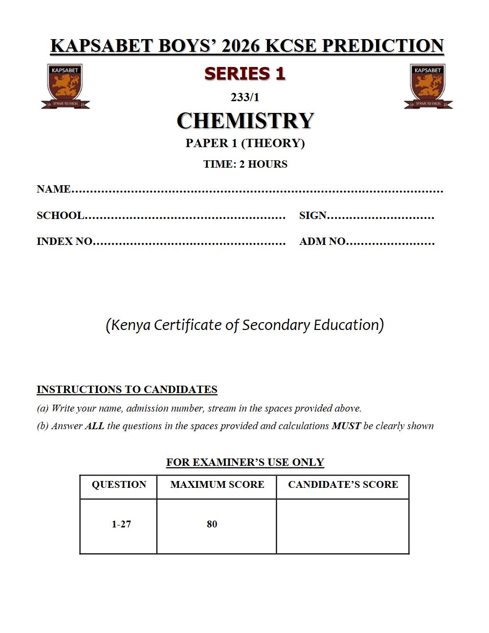 Thumbnail preview of Form 4 Chemistry Paper 1 KCSE Prediction 2026_12