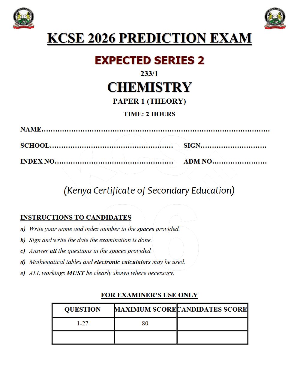 Thumbnail preview of Form 4 Chemistry Paper 1 KCSE Prediction 2026_15
