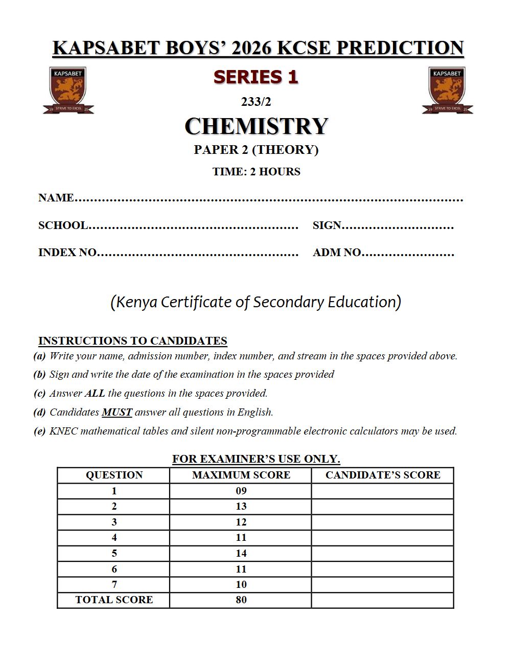 Thumbnail preview of Form 4 Chemistry Paper 2 KCSE Prediction 2026_12
