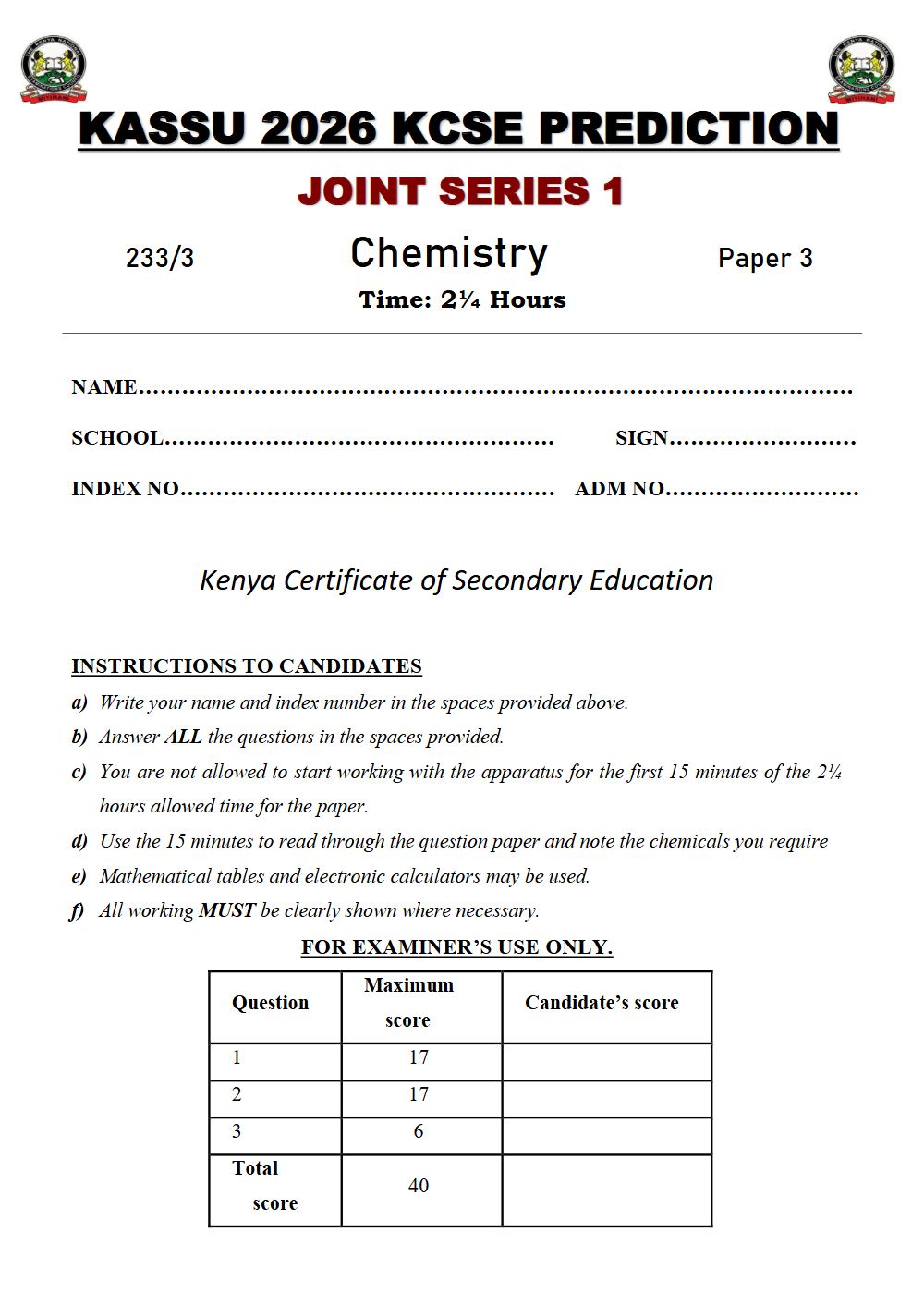 Thumbnail preview of Form 4 Chemistry Paper 3 KCSE Prediction 2026_10