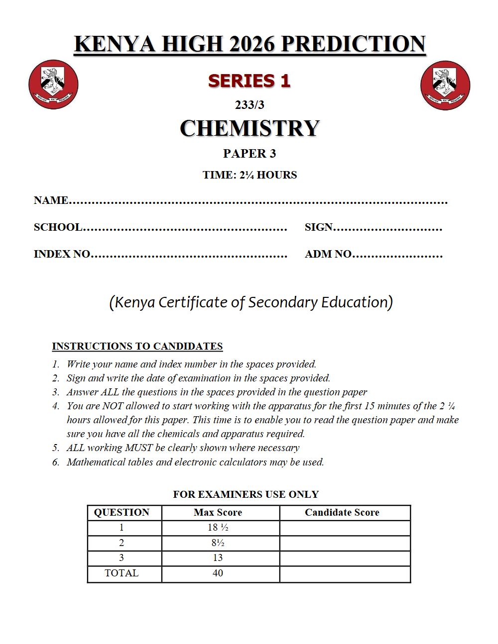 Thumbnail preview of Form 4 Chemistry Paper 3 KCSE Prediction 2026_11