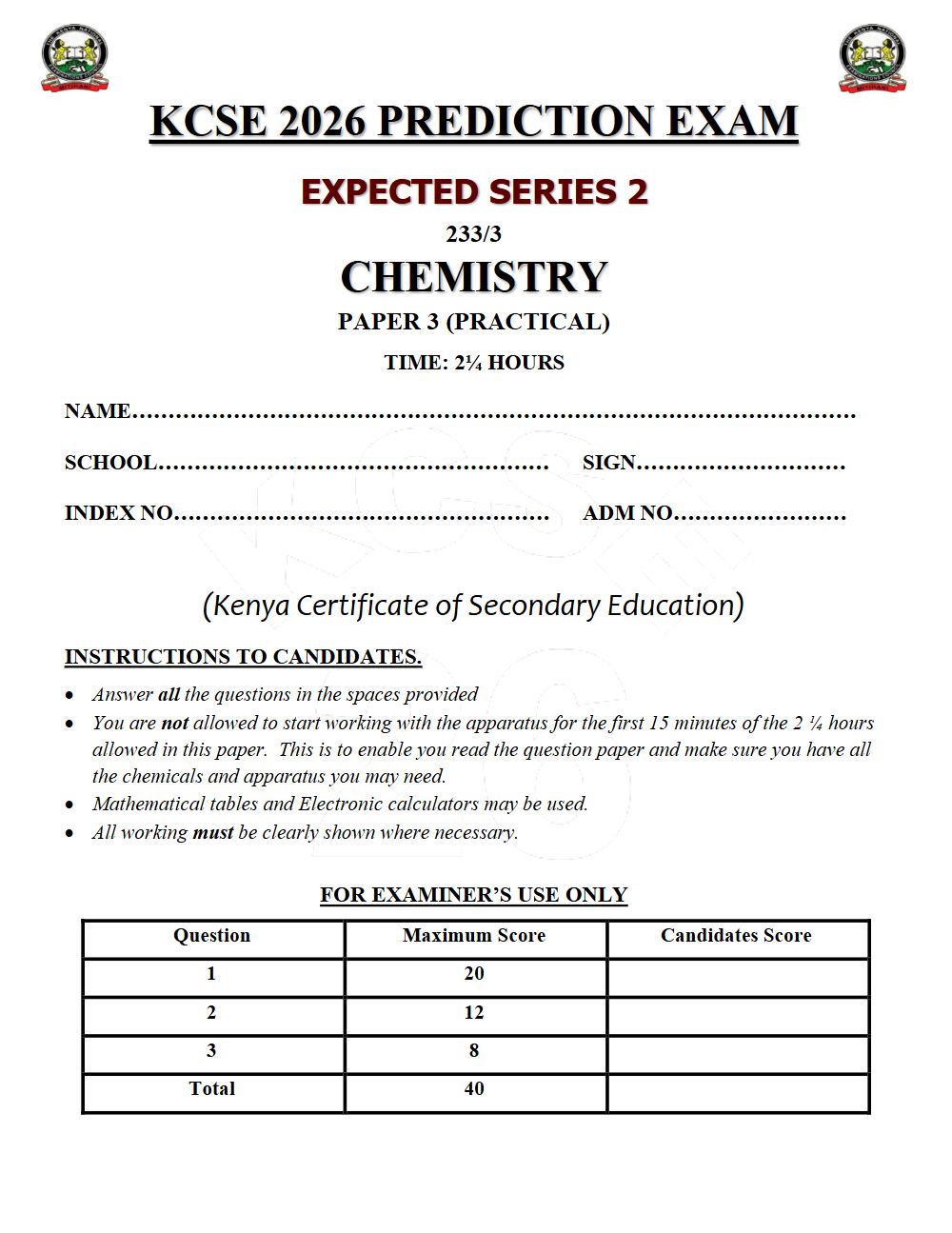 Thumbnail preview of Form 4 Chemistry Paper 3 KCSE Prediction 2026_15