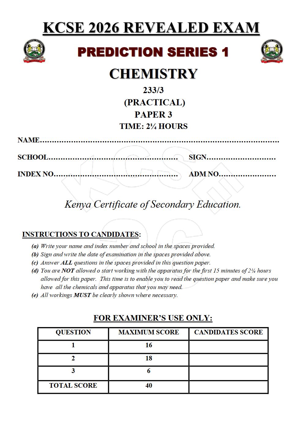Thumbnail preview of Form 4 Chemistry Paper 3 KCSE Prediction 2026_17