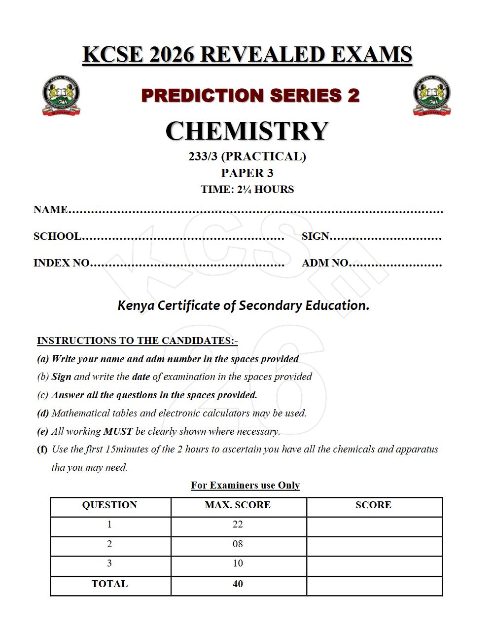 Thumbnail preview of Form 4 Chemistry Paper 3 KCSE Prediction 2026_18