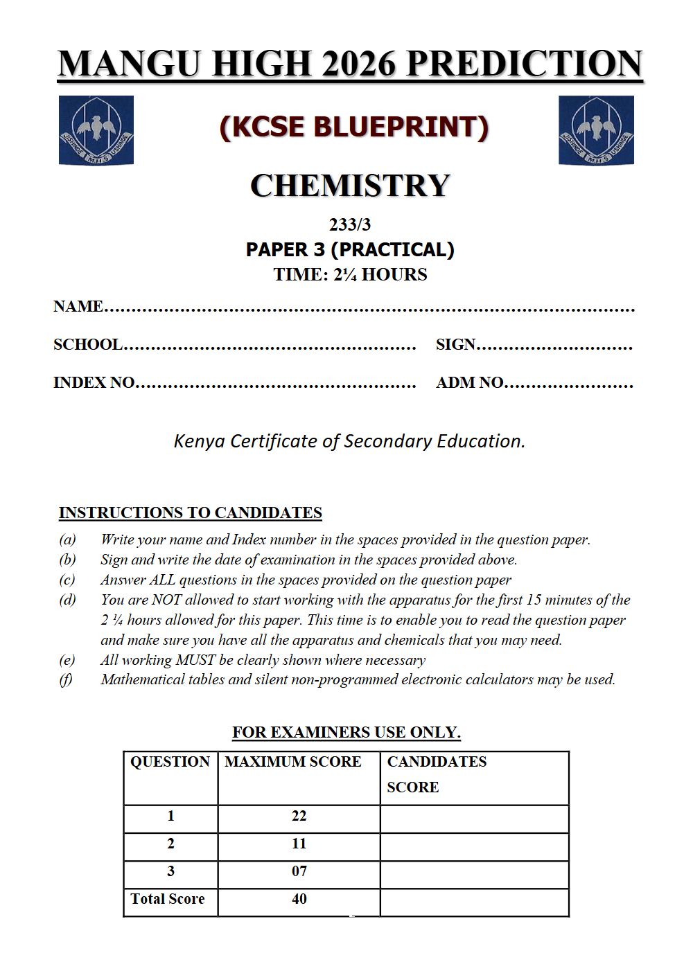 Thumbnail preview of Form 4 Chemistry Paper 3 KCSE Prediction 2026_21