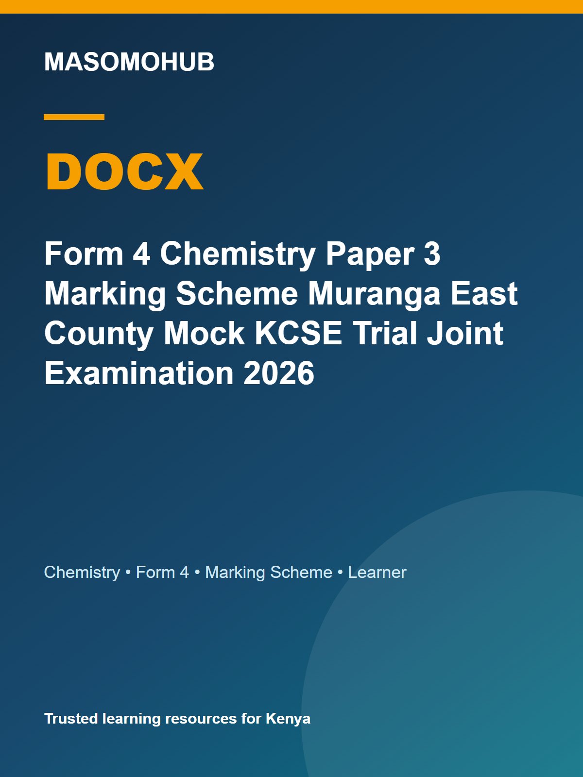 Thumbnail preview of Form 4 Chemistry Paper 3 Marking Scheme Muranga East County Mock KCSE Trial Joint Examination 2026