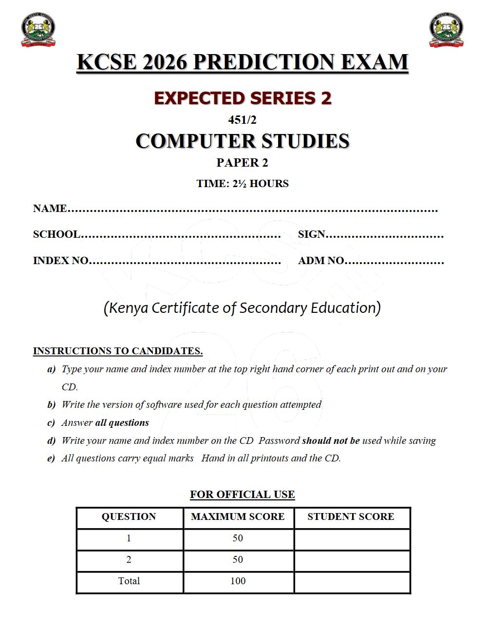 Thumbnail preview of Form 4 Computer Studies Paper 2 KCSE Prediction 2026_15