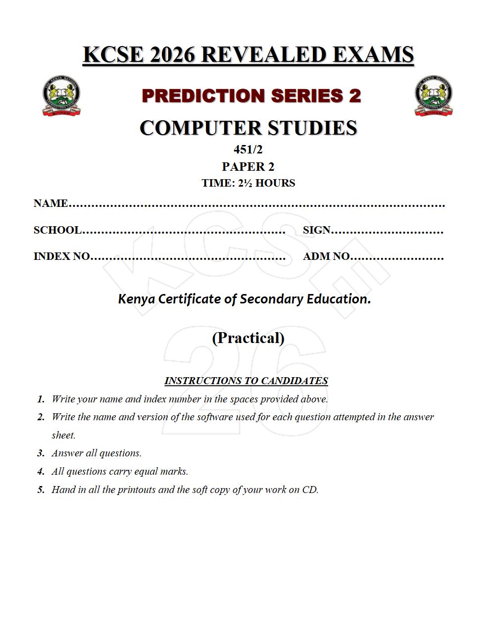Thumbnail preview of Form 4 Computer Studies Paper 2 KCSE Prediction 2026_18