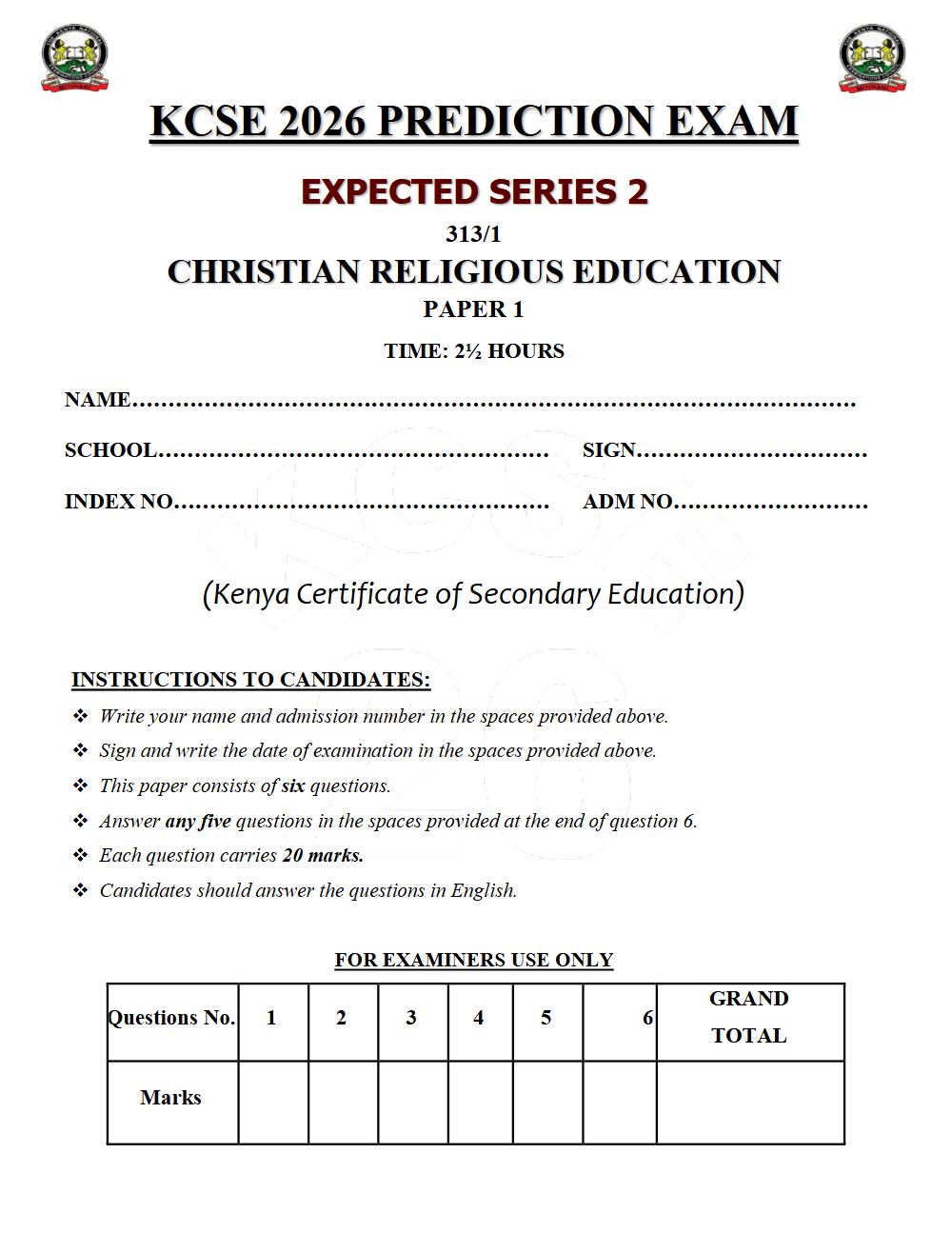 Thumbnail preview of Form 4 CRE Paper 1 KCSE Prediction 2026_15