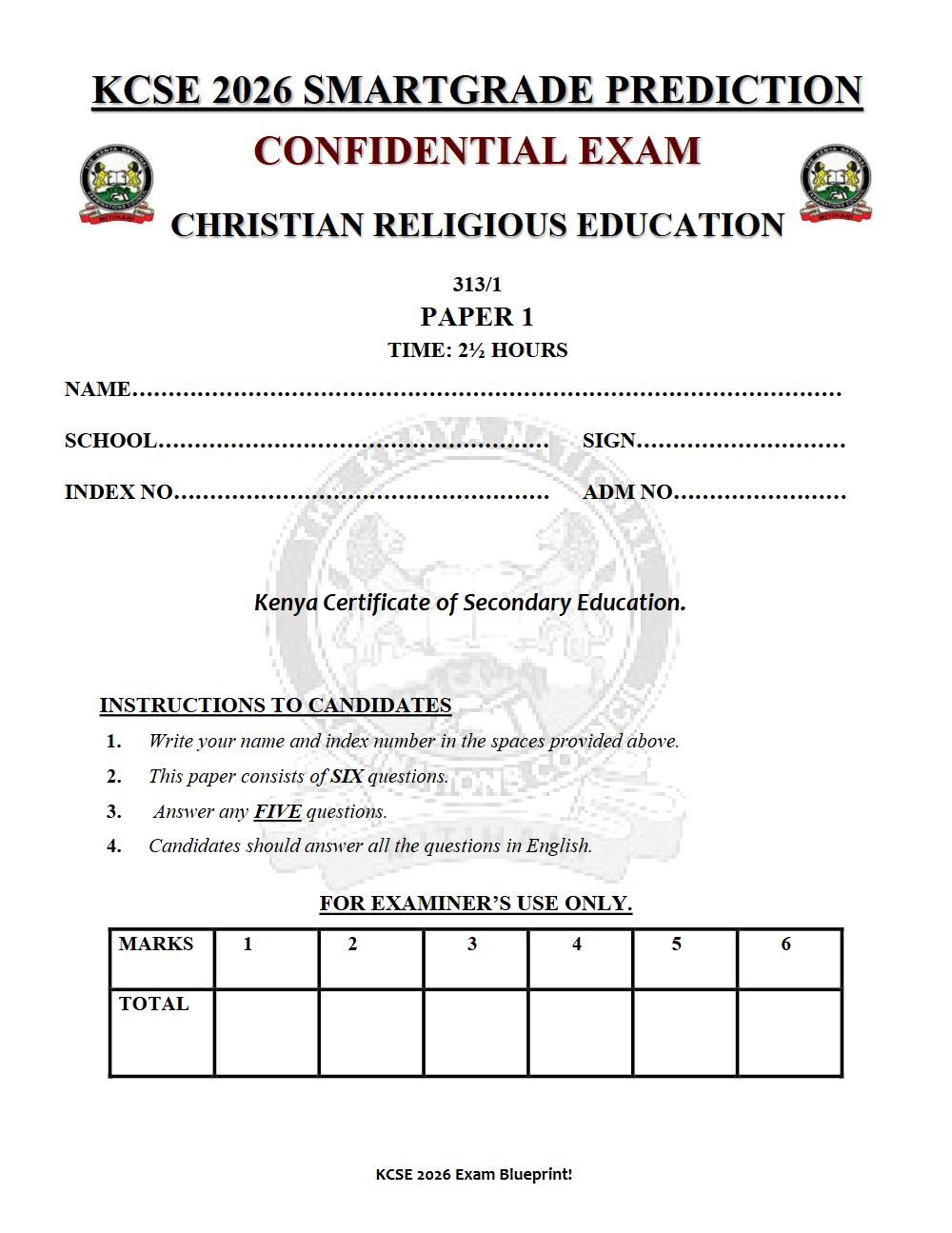 Thumbnail preview of Form 4 CRE Paper 1 KCSE Prediction 2026_19