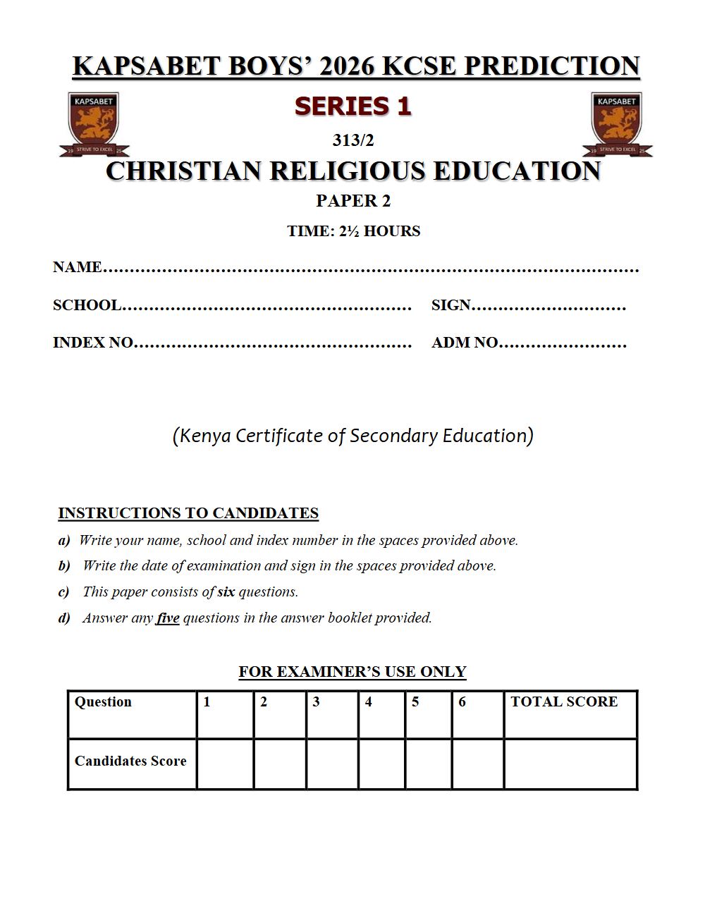 Thumbnail preview of Form 4 CRE Paper 2 KCSE Prediction 2026_12