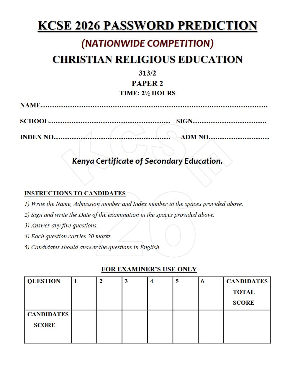 Thumbnail preview of Form 4 CRE Paper 2 KCSE Prediction 2026_13