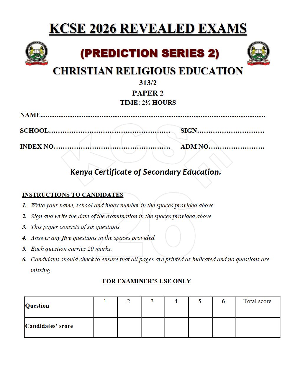 Thumbnail preview of Form 4 CRE Paper 2 KCSE Prediction 2026_18