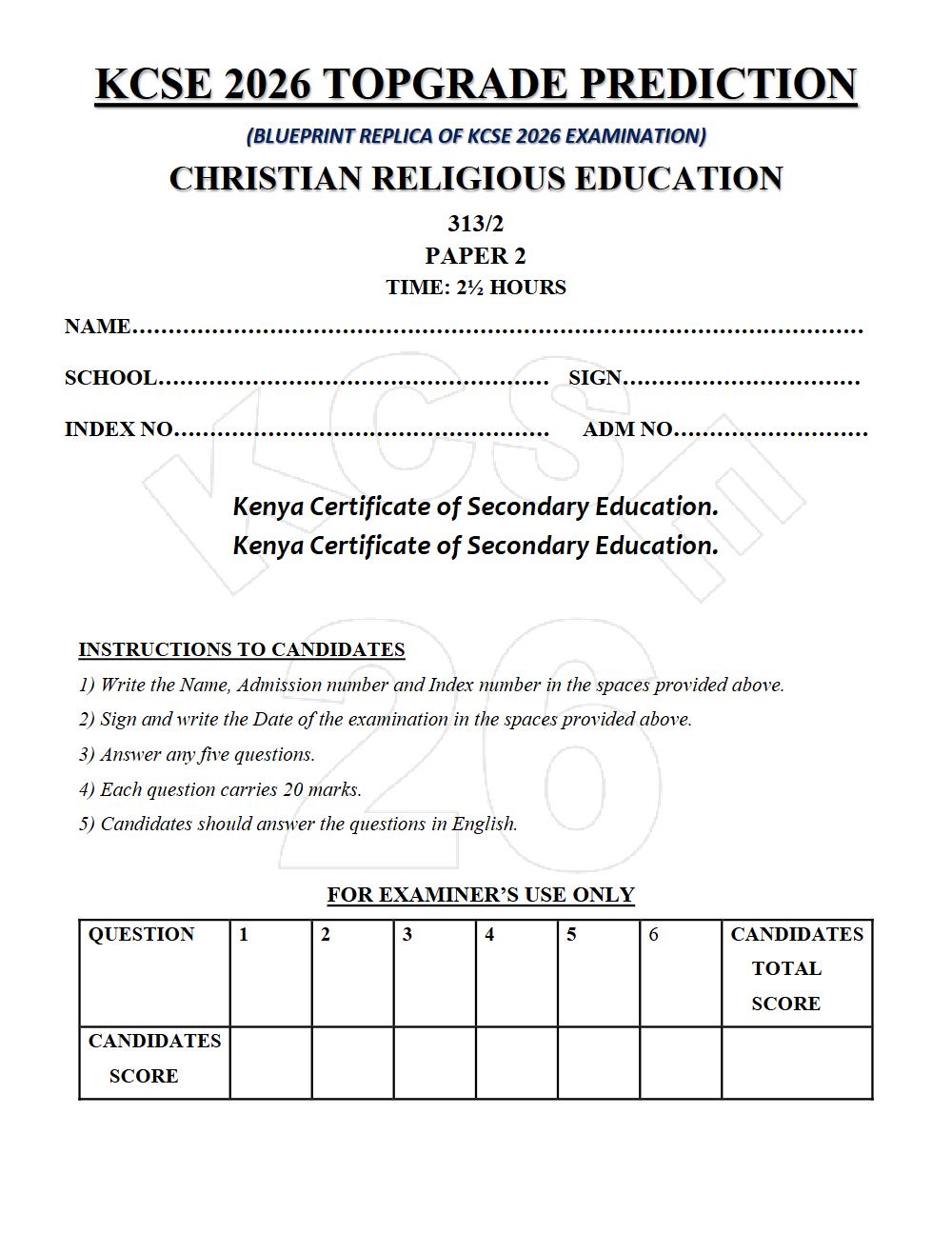 Thumbnail preview of Form 4 CRE Paper 2 KCSE Prediction 2026_20