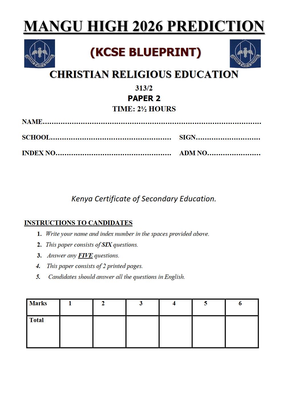 Thumbnail preview of Form 4 CRE Paper 2 KCSE Prediction 2026_21