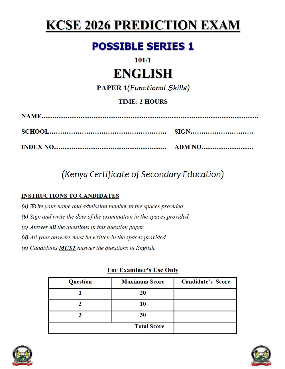 Thumbnail preview of Form 4 English Paper 1 KCSE Prediction 2026_14