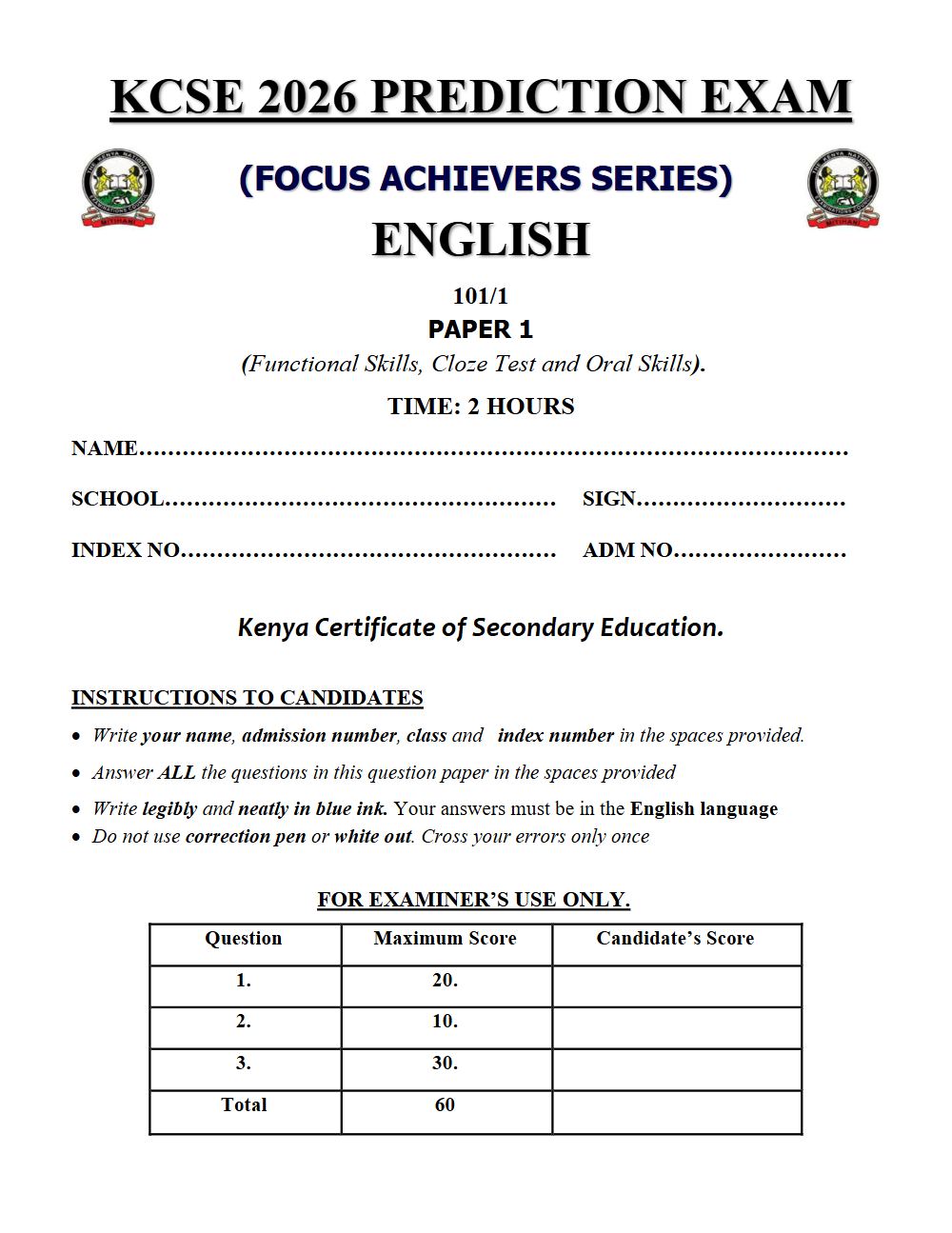 Thumbnail preview of Form 4 English Paper 1 KCSE Prediction 2026_8